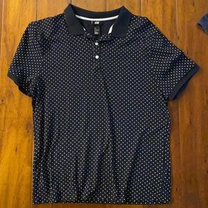 H&M Polo style Navy/White dots sz L, like new